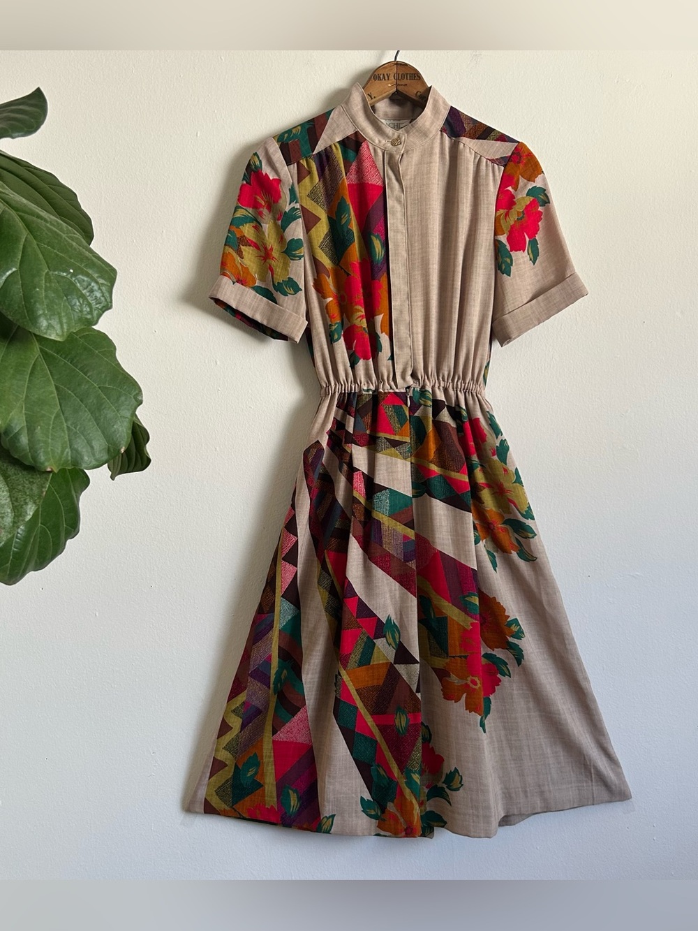 Vintage Colorful Geometric Shirt Dress - Picture 4 of 8